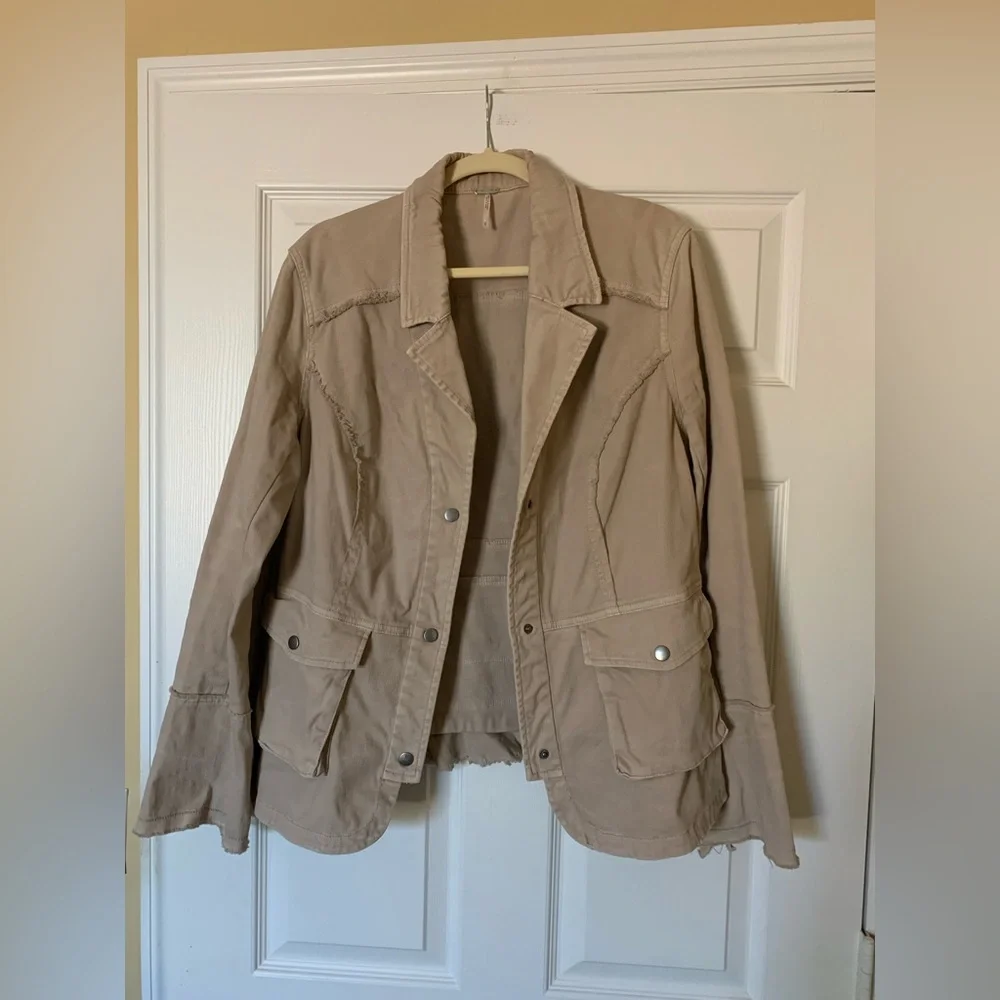 Free People Tan Ruffle Blazer - Picture 2 of 8